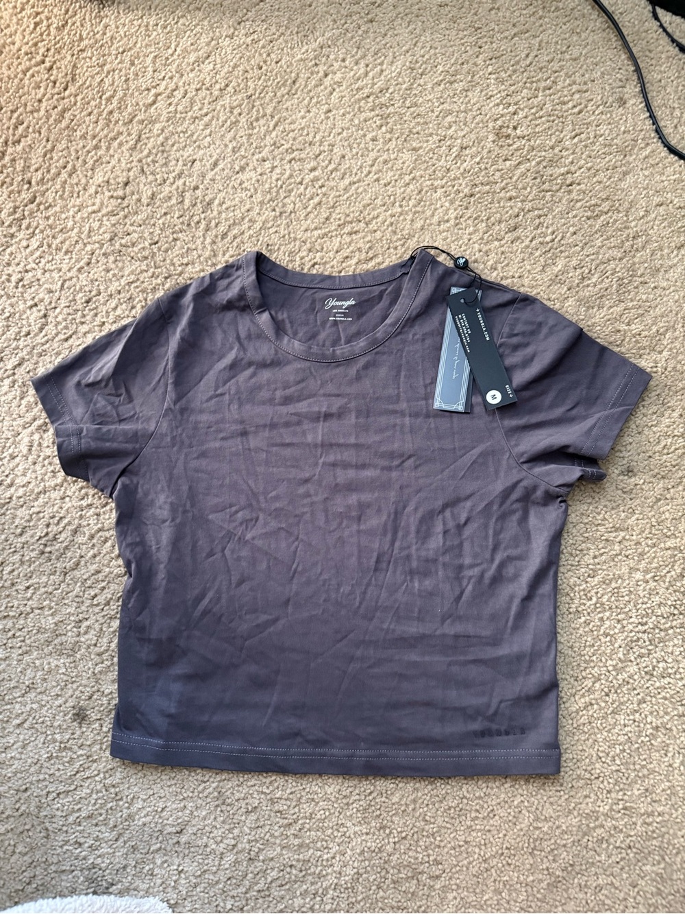 NWT YoungLA Women Cotton Crop Tee Medium